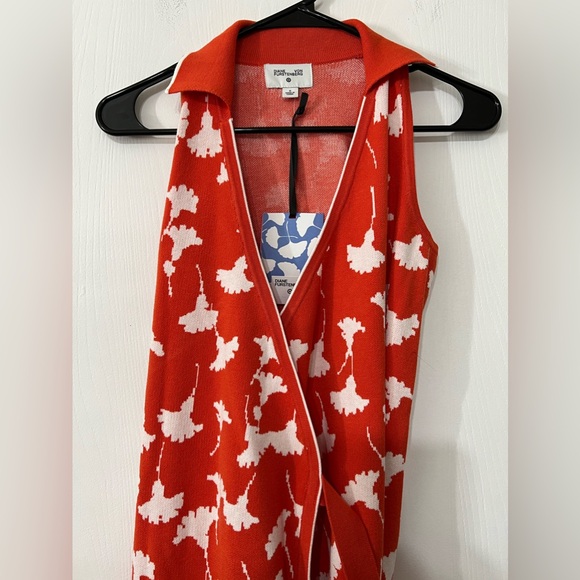 Diane Von Furstenberg DVF for Target Ginkgo Cherry Tomato Midi Wrap Dress - Picture 4 of 12